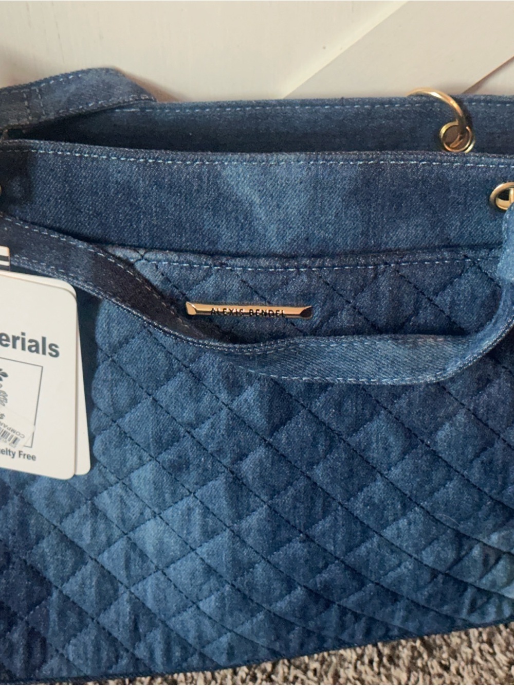 Quilted Denim Tote in Blue
